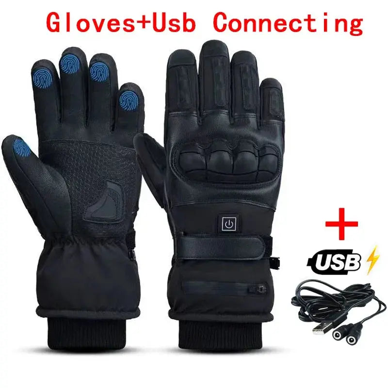 Heated Motorcycle Gloves 2026 with Battery, Touchscreen Fingertips & Knuckle Protection ColdForge
