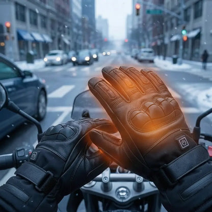 Heated Motorcycle Gloves 2026 with Battery, Touchscreen Fingertips & Knuckle Protection
