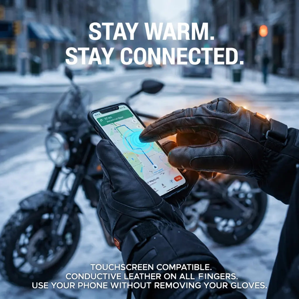 Heated Motorcycle Gloves 2026 with Battery, Touchscreen Fingertips & Knuckle Protection