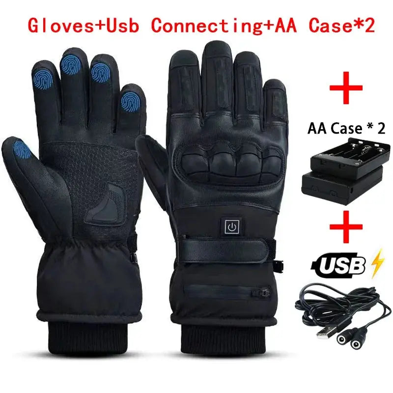 Heated Motorcycle Gloves 2026 with Battery, Touchscreen Fingertips & Knuckle Protection